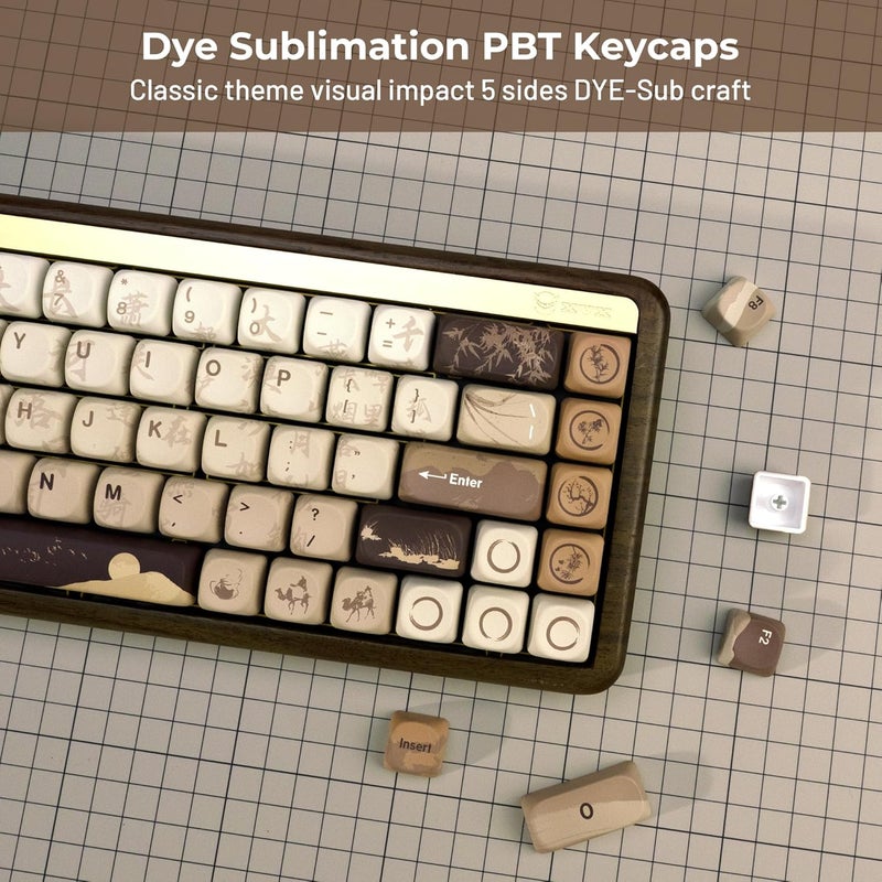 HITIME Oasis PBT Keycaps-MOA Keycap, Custom Keyboard Keycaps 60 65 75 100 Percent, 5 Side Dye Sublimation, 140 Keys Key caps Set for Cherry Gateron MX Switches Keyboards, Gradient Brown - Image 3